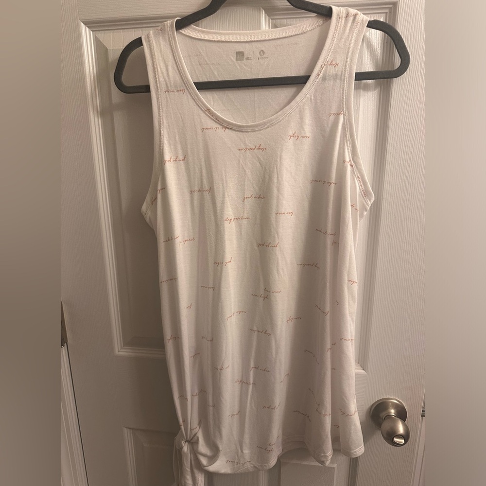 Xersion Womens Large Tall LT Sleeveless Tank Top White Tie Knot